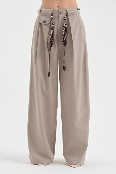 tw3 Women's Linen Fabric Design with Detachable Belt and Wide Leg Pants