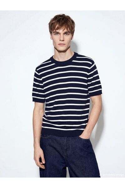 LC Waikiki Crew Neck Striped Men's Knitwear Sweater