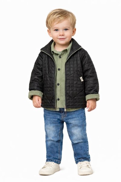 İrem Çocuk Giyim Boys' Stylish Three-Piece Green Color Set with Quilted Coat,...