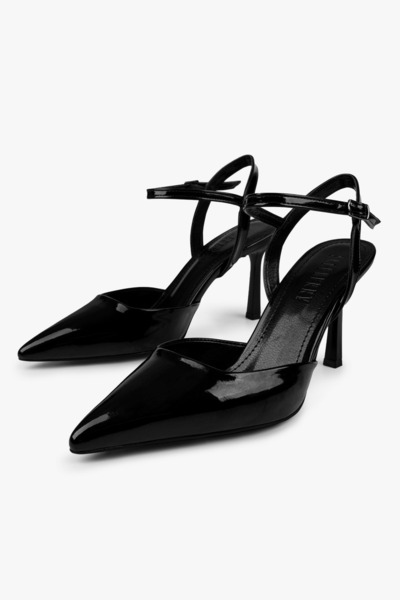 Shoeberry Women's Lura Black Patent Leather Stiletto