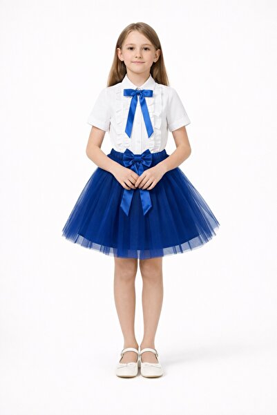 Nacar 23 Nisan 29 Ekim Gösteri Kıyafeti Kırmızı Tütü Etekli Fiyonklu Kız Çocu...