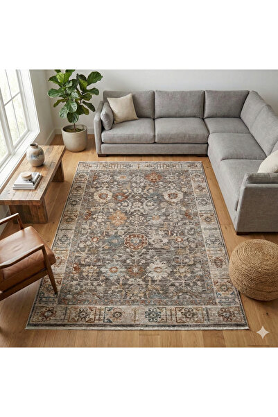 Emin Halı Aka AA06K Vintage Eskitme Model Degrade İplik Sık Dokuma Salon Otur...