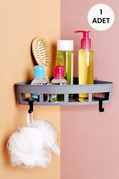 LİRAZON Adhesive Triangle Corner Shelf Bathroom & Kitchen Organizer Shelf Han...