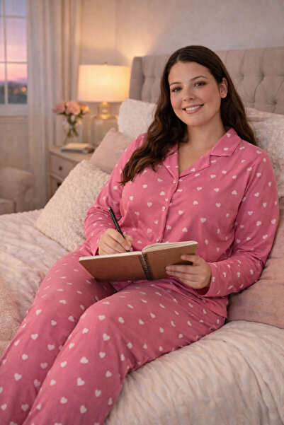 lacelove Plus Size Long Sleeve Women's Pajama Set – Soft Textured Stretch Fab...