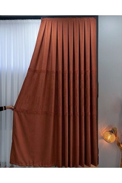 PERDEYERİ Pomelissa Serisi Ponponlu 1/3 Kat Sık Pile Fon Perde TEK KANAT Dökü...