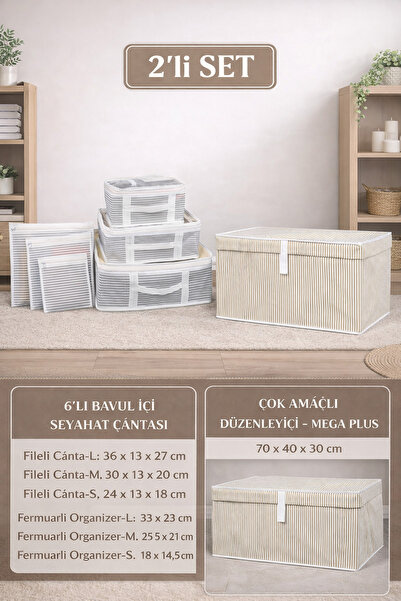 PONÇİK BEBEK Multi-Purpose Under-Bed Organizer Mega Plus Size Box 6-Piece Tra...