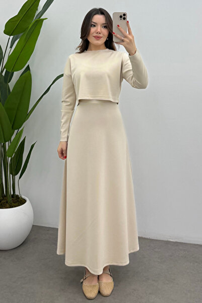 Ladima Women's Cream Modal Blouse Double Suit