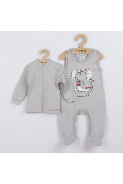 NEW BABY SHOP Kit nou pentru bebeluși Baby Mouse gri, mărimea 86 (12-18 luni)