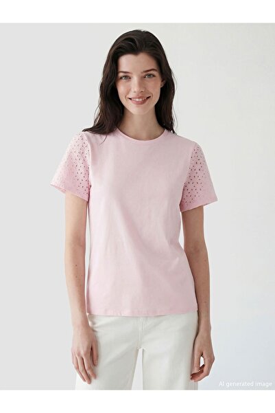 LC Waikiki Crew neck Lace-Like Knit blouse