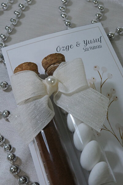 Store Mantar Tıpalı Cam Tüplerde Kahve ve Badem Şekerli Kartlı Özen Gün Hediy...