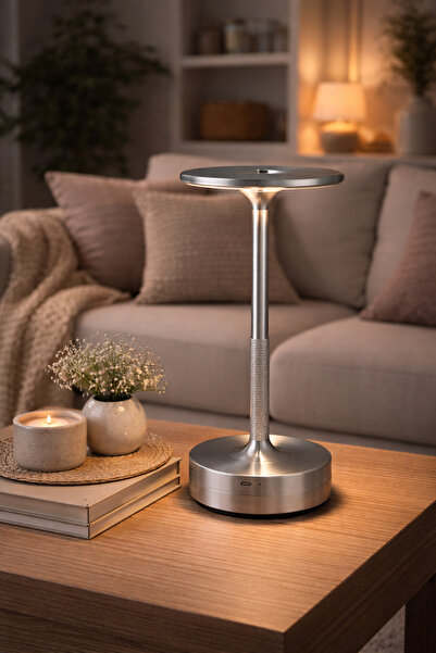 Evila Dekoratif Gece Lambası 28 cm – 3 Işık Modlu, Kaydırmaz Tabanlı Şarjlı D...