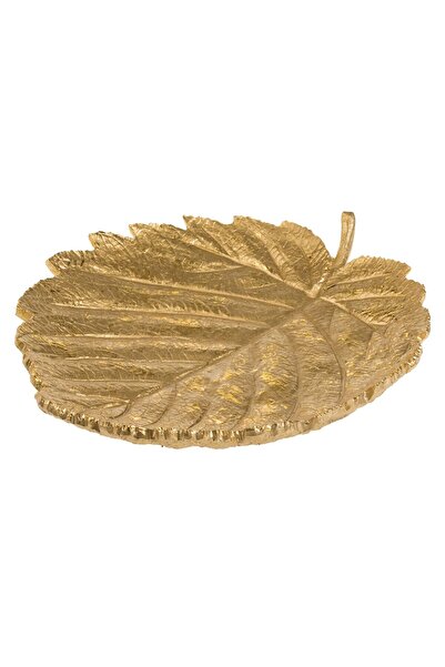 OEM Decorative Gold Leaf Plate Made of Polyresin, size 25 x 27 x 4 cm