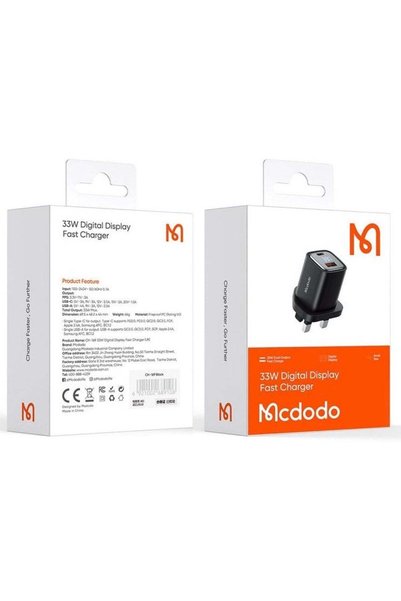 Mcdodo CH-091 33W PD Fast Charger | Dual Ports (Type-C & USB)