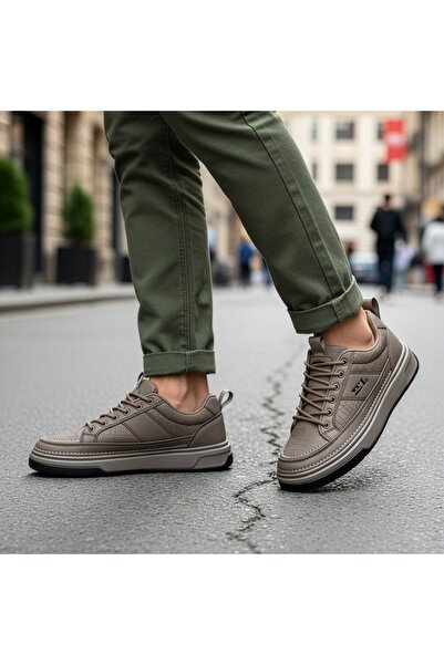 Modlet.ro Men's khaki platform lace-up sneakers MOD13954