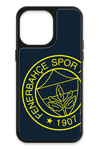 Fenerbahçe iPhone 14 Pro Max Uyumlu Büyük Sarı Arma Cam Lisanslı Telefon Kılıfı