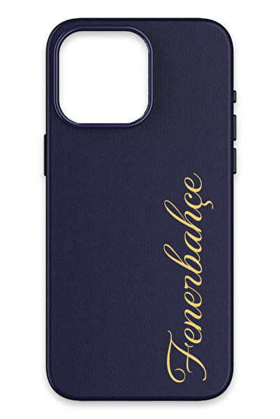 Fenerbahçe iPhone 15 Pro Uyumlu Gold El Yazı Deri Magsafe Lisanslı Telefon Kı...