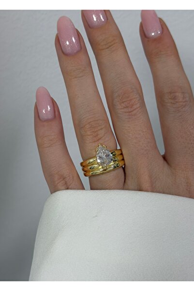 KİLİGİSTANBUL Three-Lined Drop Solitaire (Size Adjustable)