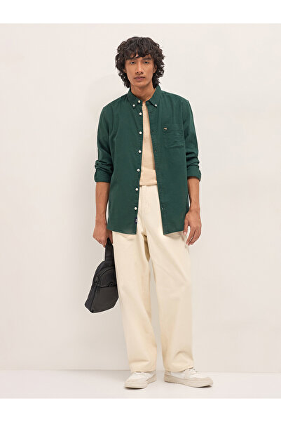 The Bear House By Styli Men Solid Cotton Linen Slim Fit Casual Shirt