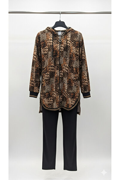 Sementa Leopard Patterned Women's Tracksuit Set