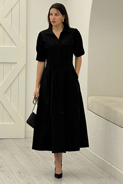 Act Pepicino Kids&Boutique Siyah Gömlek Elbise 0045