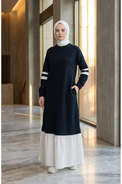 sefamerve Garnili Sporty Hijab Dress 71079-04 Navy Blue