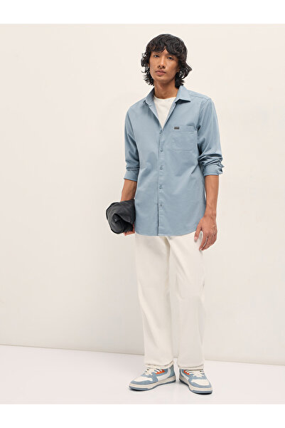 The Bear House By Styli Men's Solid Cotton Blend Slim Fit Casual Shirt