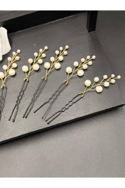 gelinmz Minimal Pearl Dal Model Bridal Hair Clip – Set of 5