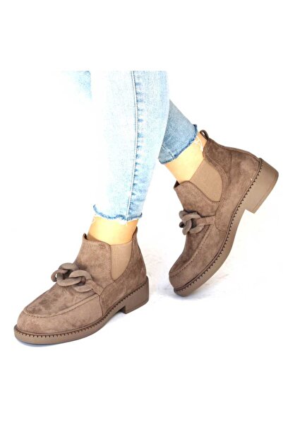 mm Women's ankle boots with side elastics and decorative element FBW044-KHAKI