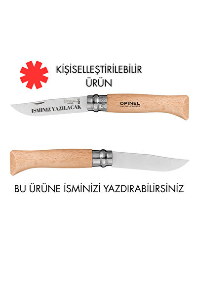 Opinel INOX No 8 Ahşap Saplı Cakı – Kişiye Özel Lazer İsim Yazılı – Outdoor &...