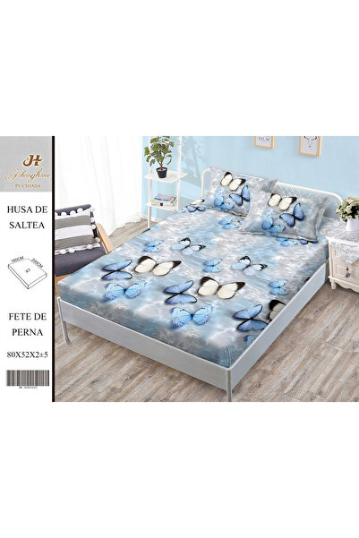 FIONNA.RO Stretchy Duvet Cover and Pillowcases Made of Finet 180x200cm - Blue...