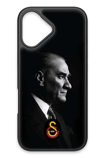 Galatasaray iPhone 17 Uyumlu Büyük Atatürk Cam Lisanslı Telefon Kılıfı