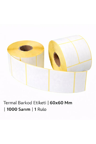 Blue Label Termal Barkod Etiketi | 60x60 Mm | 1000 Sarım | 10 Rulo