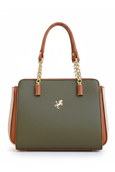 Çanta Trend Miami Polo Clup Women's Bag with 5-Eye Chain Hand Strap Detail an...