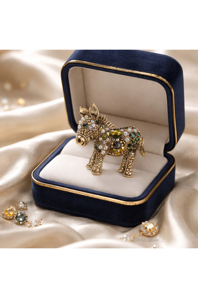 zeynep Mardin Eşeği Tasarım Zirkon Taşlı Broş