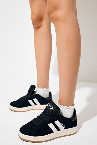 Tonny Black Ženske crne sportske cipele od antilopa sa termo đonom i bočnim p...