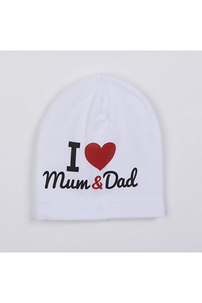 NEW BABY SHOP Căciulă pentru bebeluși New Baby I Love Mum and Dad albă, mărim...