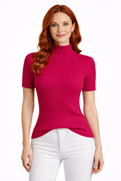 Neden Tekstil Striped Half Fisherman Short Sleeve Knitwear Sweater