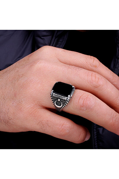 Argento Silver Oniks Taşlı 925 Ayar gümüş Yüzük