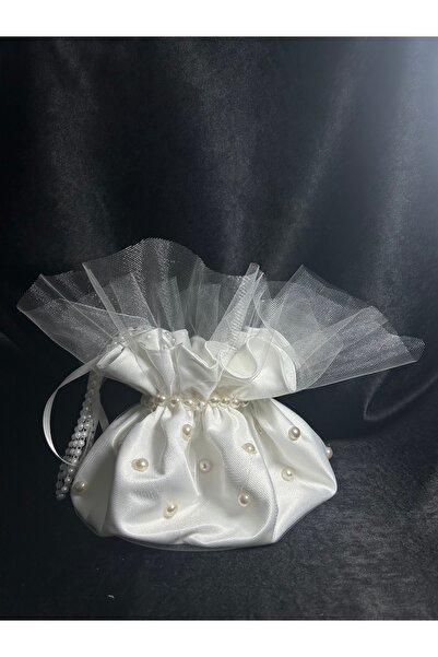 Bridal Luxe Gelin kesesi gelin çantası incili ve tül detaylı