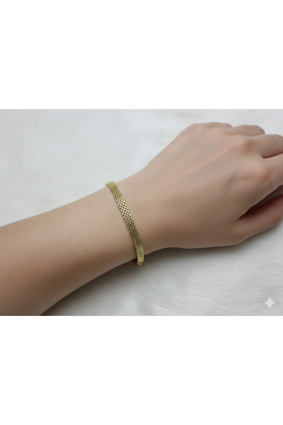 iz accessories 16 14 Ayar Altın Kaplama Hasır Örgü Bileklik - Klasik İtalyan ...