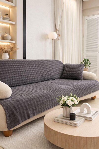 Lady Home Αντιολισθητικό κάλυμμα καναπέ Soft Lux Rabbit Plush για 3 άτομα 170...