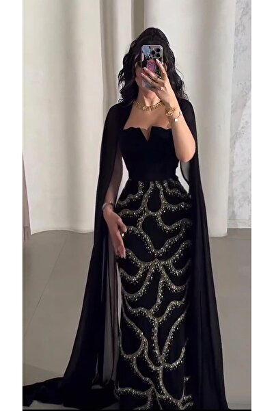 saher-alshrek Black dress with gold embroidered