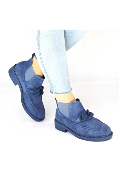 mm Women's ankle boots with side elastics and decorative element FBW044-NAVY