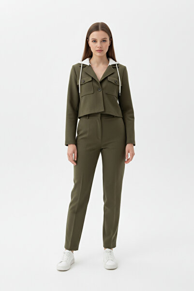 LEVURE Tek Pileli Kumaş Pantolon HAKİ