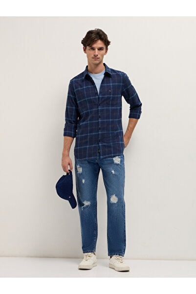 The Bear House By Styli Men's Cotton Checked Slim Fit Flannel Shirt