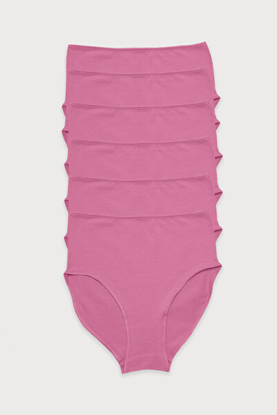 Malabadi Women's Dusty Rose 6-Pack Modal High Waist Slip Panties 1955