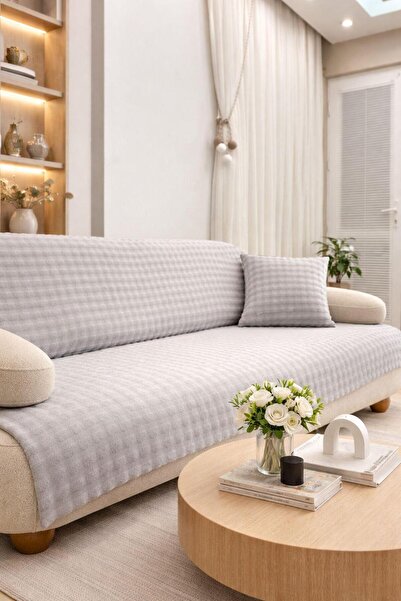 Lady Home Soft Lux Rabbit Plush Non-Slip Sofa Cover for 3 People 170X220 cm