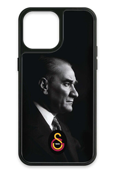 Galatasaray iPhone 13 Pro Max Uyumlu Büyük Atatürk Cam Lisanslı Telefon Kılıfı