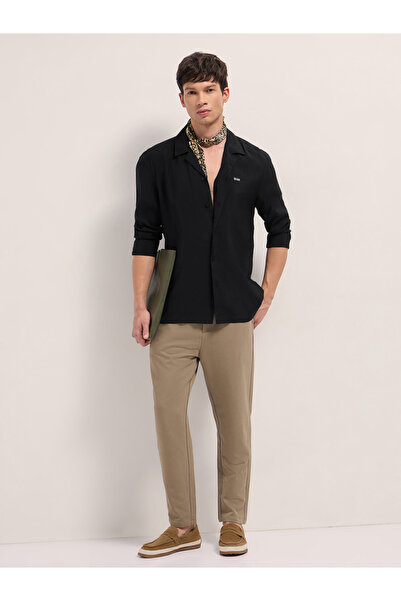 The Bear House By Styli Men Solid Cuban Collar Oversized Fit Casual Shirt