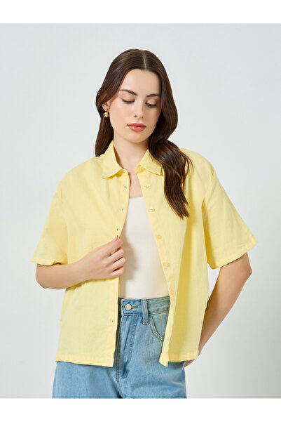 Styli Women Solid Oversized Short Sleeve Shirt